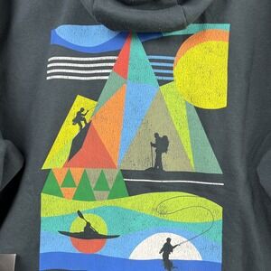 Eddie Bauer Hoodie Jacket Mens XL Full Zip Sweatshirt Outdoor Graphic Green